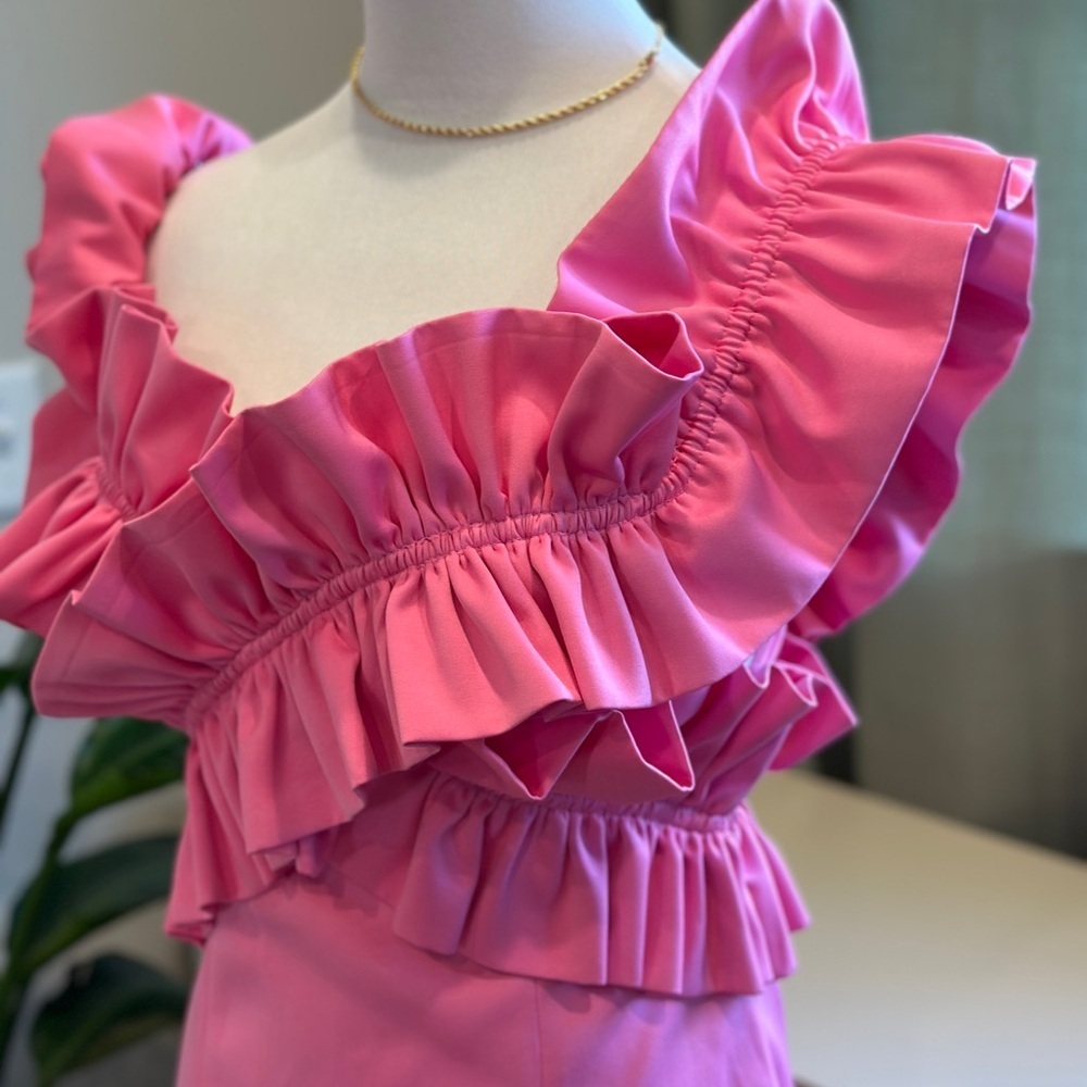 Zara Pink Ruffle Mini Dress - Picture 4 of 9